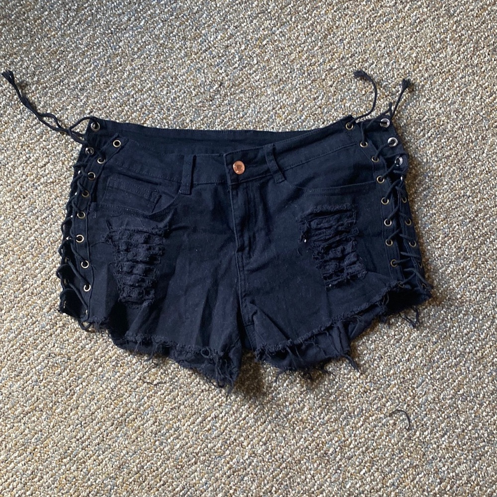 Black Corset Tie Shorts